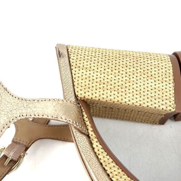 Naturalizer Women's Pandora Braided Ankle Strap Platform Heels Soft Gold Size 8 - Picture 4 of 12